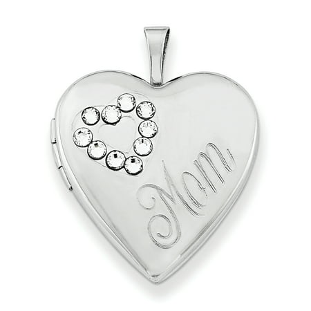 - 925 Sterling Silver Swarovski Elements Mom Heart Photo Pendant Charm Locket Chain Necklace That Holds Pictures Gifts For Women For Her
