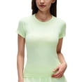 thumbnail image 5 of Maqroz Casual Crew Neck Short Sleeve Ribbed T-Shirt Women Solid Color Slim Top Soft Stretchy Basic Tee Summer Cotton Blend Comfy Daily Wear for Sport, 5 of 9