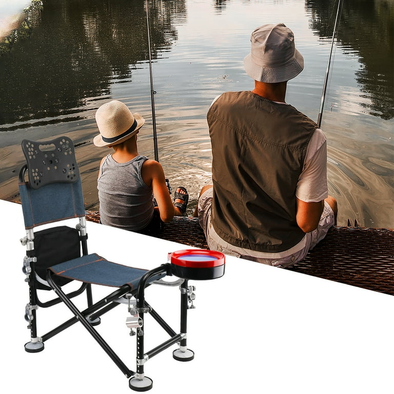 dnusflzt Folding Fishing Chairs with Backrest Rod Holder 13 Gear Rise Fall 21cm Adjustment Fishing Deck Chair for Fisherman Gifts