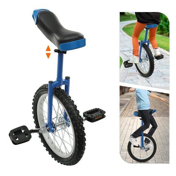 16"  Blue Unicycle One-Wheel Bike Adults Beginner Outdoor Sports Self Balancing