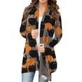 thumbnail image 1 of Zeiger Women's Pumpkin Cat Cardigan Halloween Long Sleeve Open Front Knit Sweater Overwear Coat Plus Size Sweatshirt（S-5XL）, 1 of 3