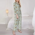 thumbnail image 3 of Fuzoiu Little Puppies Print Women's Long-Sleeved Pajama,Lounge Button Down Nightwear,Womens Notch Collar Pajama Set-XX-Large, 3 of 7