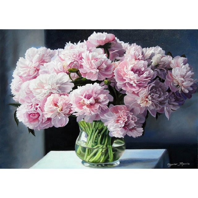 Taladro de pintura de diamante (DB2918) 5D DIY Eustoma imágenes de bordado completo diamantes de imitación 40x50cm Hugtrwg Para estrenar