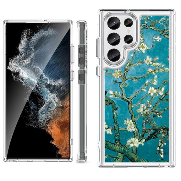 Shockproof Bumper Phone Case for Samsung Galaxy S23 Ultra 5G, by OneToughShield ® - Almond Blossom