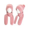 thumbnail image 2 of Spencer Womens Winter Hats Scarf All in One Warm Knit Beanie Hat with Pompom Long Scarf Skull Cap Neck Warmer for Girls, Pink, 2 of 10