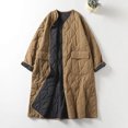 thumbnail image 4 of Abrigos acolchados de gran tamaño, chaquetas con cuello redondo y diseño rómbico para mujer, manga larga, ligeros, de longitud media, informales, vintage, ropa de nieve para invierno, 4 of 4