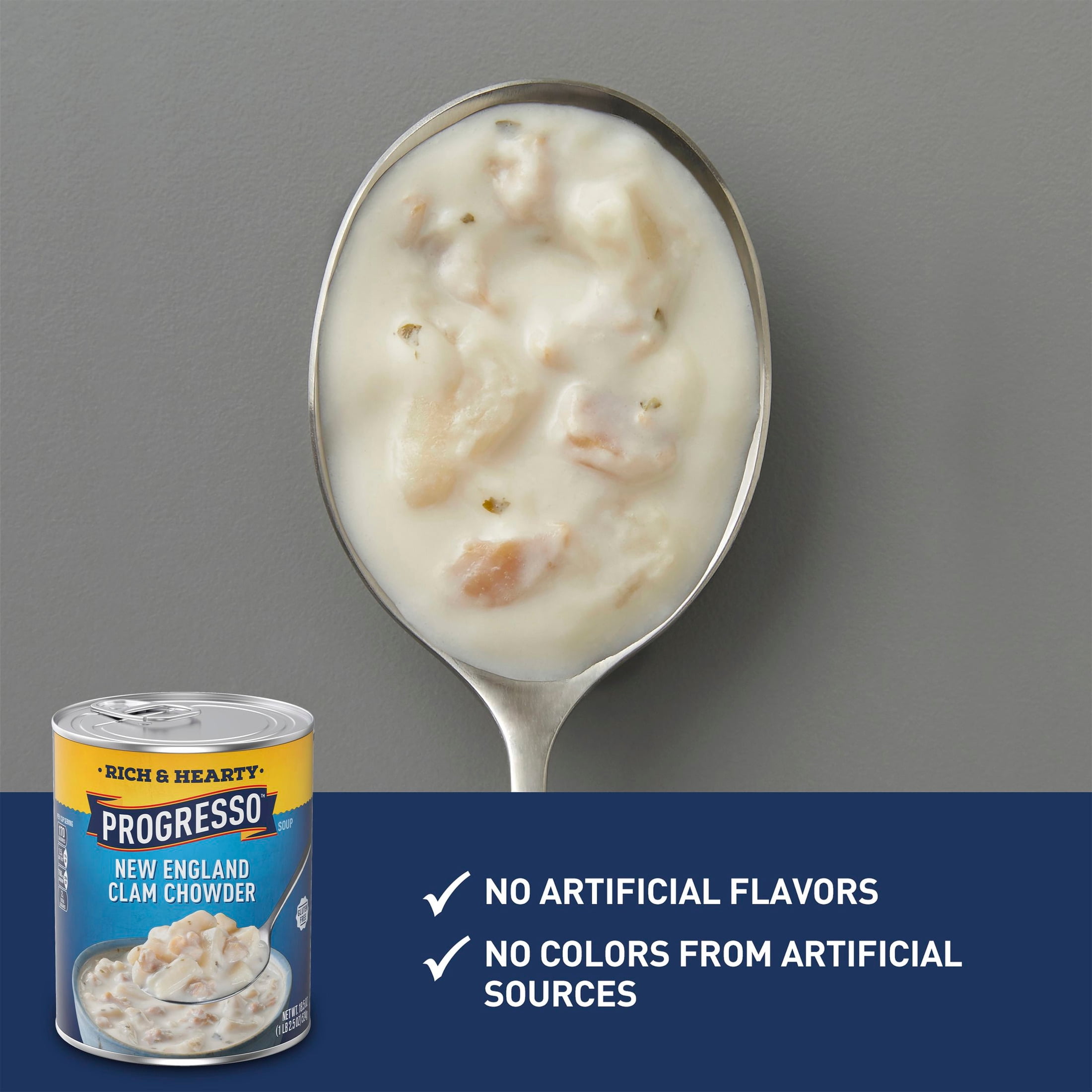(6 pack) Progresso New England Clam Chowder Soup, Rich & Hearty Canned Soup, Gluten Free, 18.5 oz
