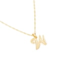 thumbnail image 1 of Dije Inicial Ametrinaa Letra W con Zirconias y Cadena Chapa Oro 18K MPDC0004-W, 1 of 5