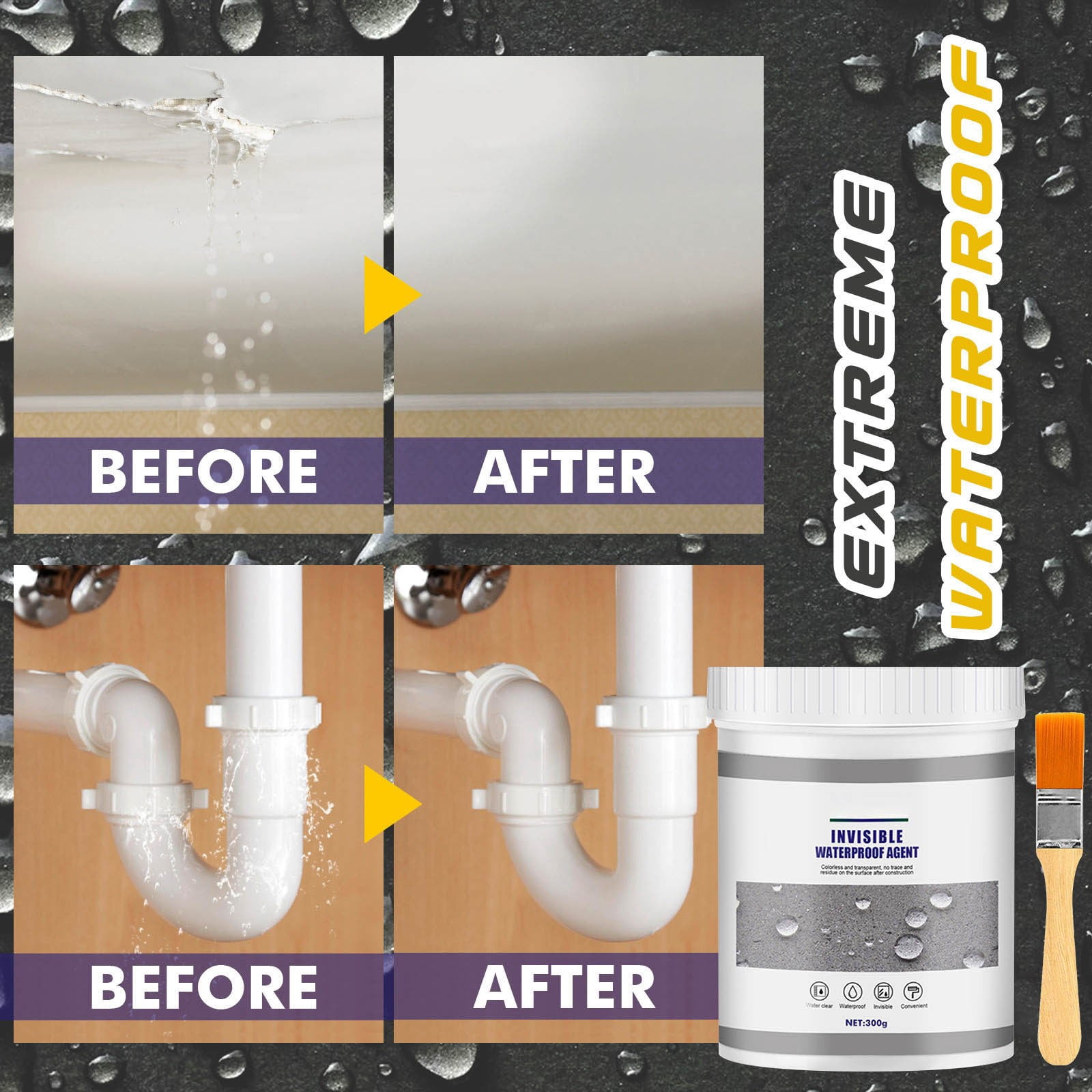 Aodebiao Clear, Stop Leaks Instantly, Waterproof Rubber Spray On Sealant Coating, Perfect for Gutters, Wood, RV, Campers, Roof Repair, Skylights, Windows, and More