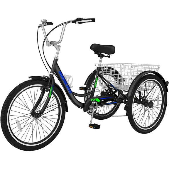 ABORON 26 inch 7 Speed Adult Folding Tricycles , 3-Wheels Cruiser Bike with Basket, Trikes for Women, Men, Seniors,Adult