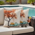 thumbnail image 4 of Orange Tree Fall Outdoor Waterproof Pillow Covers, Vintage Teal Truck Thanksgiving Pumpkin Rustic Decorative Square Throw Pillowcase Sofa Cushion Sham for Patio/Couch/Chair, 18"x18" 2 Pack, 4 of 8