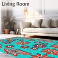 thumbnail image 2 of ODIKA 3'x5' Machine Washable Non-Slip Area Rug, Tile Mosaic Design with Hexagonal Formations High Traffic Rug with Pad, Red, 615605, 2 of 8