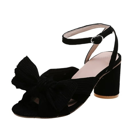 

SEMIMAY High Sandals Fashion Spring Fabric Women Buckle And Heel Casual Soft Summer Style Bow Women s sandals