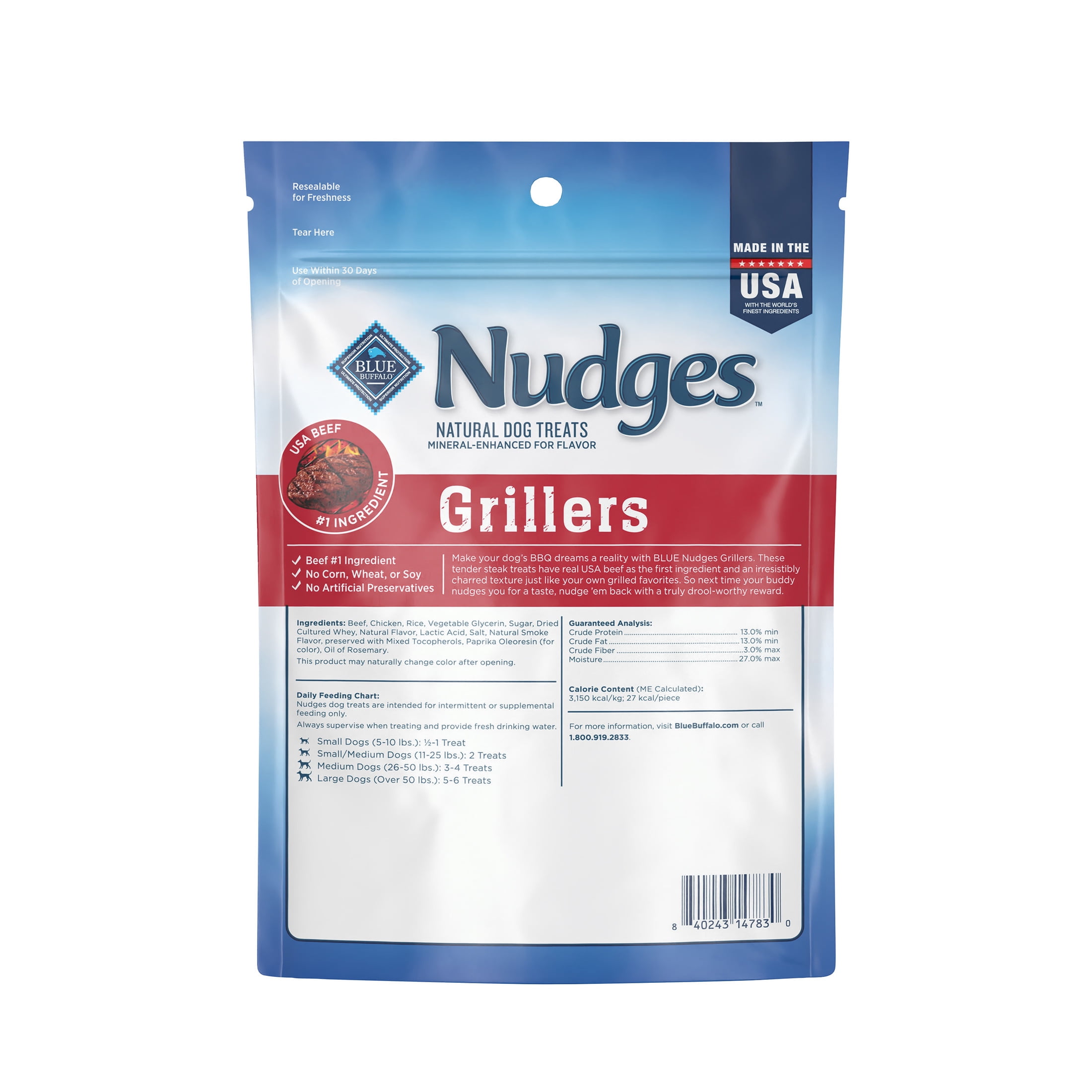 Blue Buffalo Nudges Grillers Natural Dog Treats Made with Real Steak, 5-oz. Bag