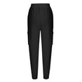 thumbnail image 3 of Diufon Cargo Pants for Women Casual Solid Color Athletic Pants Elastic High Waist Lounge Pants with Pockets, 3 of 4