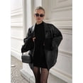 thumbnail image 5 of Womens Textured Faux Leather Jackets Oversized Button Down Clothes Casual Fall Trendy Coat Outerwear Black S, 5 of 8
