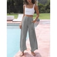 thumbnail image 5 of Women's Cotton Linen Summer Palazzo Pants Flowy Wide Leg Beach Trousers with Pockets, 5 of 10