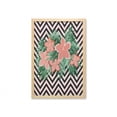 thumbnail image 1 of Hibiscus Wall Art with Frame, Tropical Floral Graphic on Chevron, Printed Fabric Poster for Bathroom Living Room, 23" x 35", Coral Multicolor, by Ambesonne, 1 of 2