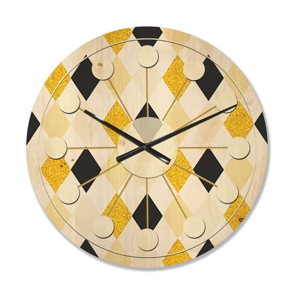 Designart 'Gold Chic Retro Design II' Mid-Century Modern Wood Wall Clock