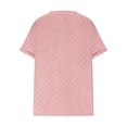 thumbnail image 4 of Olyvenn Womens Plus Size Eyelet Tops Summer V Neck Hollow Out Embroidery Short Sleeve Shirts 2025 Casual Loose Basic Blouse Pink XXL, 4 of 4