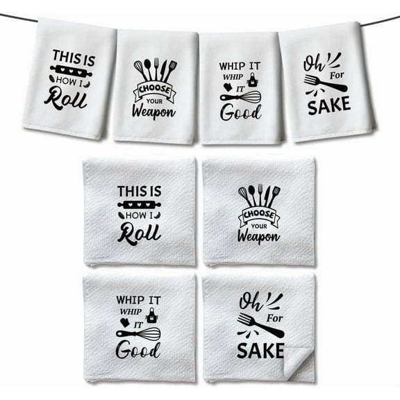 4Pcs Funny Kitchen Hand Towels This is How I Roll Decorative Kitchen Dish Towels 24 x 16 Inch Microfiber Absorbent Soft Hand Tea Dishcloths for Home Cooking Baking Holiday Housewarming Gifts