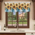 thumbnail image 6 of Sunflower Curtain Valances for Windows, Kitchen Valance Window Treatments Panel 2 Pack, Pastoral Pastel Yellow Floral Rustic Wood Plank Rod Pocket Short Curtains for Bathroom Bedroom 54 x 18 Inch, 6 of 8