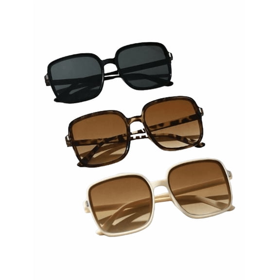 Women’s 3-Pack Large Square Frame Fashion Sunglasses