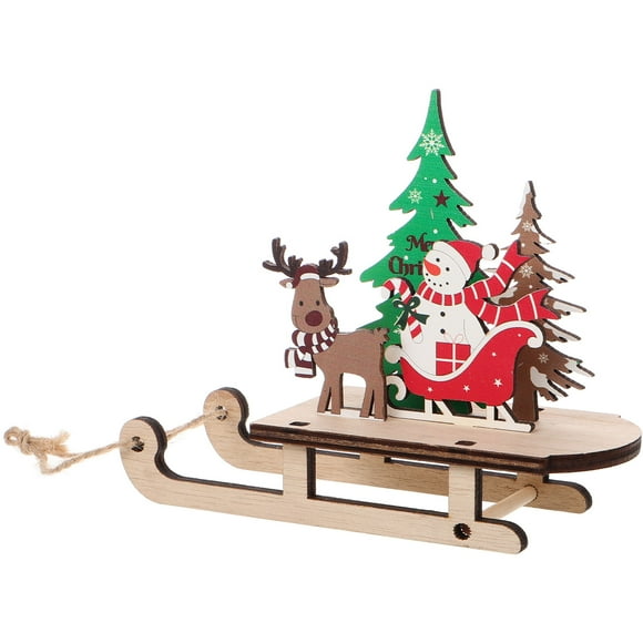 SHOWERORO Sleigh Decor Ski Decorations Wood Sled 1Set Winter Atmosphere Rustic Charm