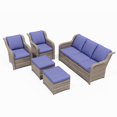 thumbnail image 3 of Ainfox 7 Pieces Patio Furniture Sofa Set on Sale, Outdoor Sectional Set with 3 Seater Sofa, Single Chair and Ottoman, Blue, 3 of 6
