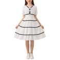 thumbnail image 2 of EnJoCho Summer Dress for Girls Puff Short Sleeve A-Lined Princess Dress Spring Solid Cotton Beach Vacation Boho Outfits Teens A-Line Boho Dress, 2 of 8