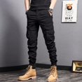 thumbnail image 1 of Casual Side Flap Pockets Workwear Tapered Pants  Men‘s Cargo Pants For Spring Fall Outdoor, 1 of 6