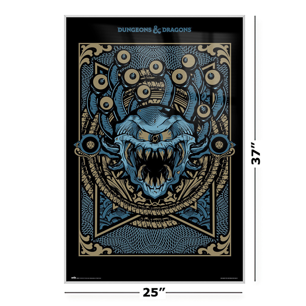 Dungeons Dragons Framed Gaming Poster Monster Manual Size 24 X 36 Shiny White Aluminum Frame Walmart Com