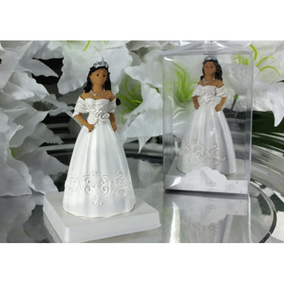 Sweet 16 Ethnic Girl on White Gown party favors cake topper (12 pieces)