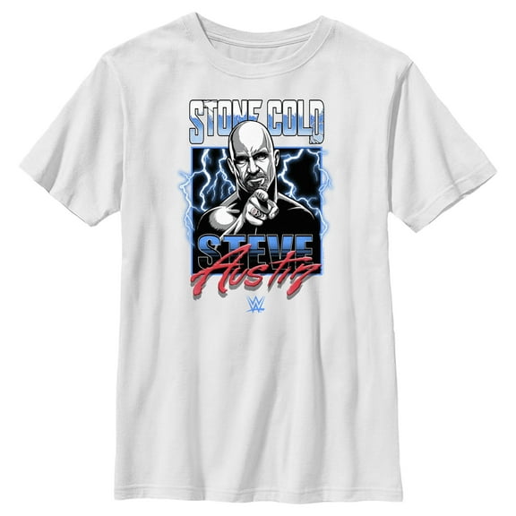 Boy's WWE Stone Cold Steve Austin Lightning  Graphic Tee White Small