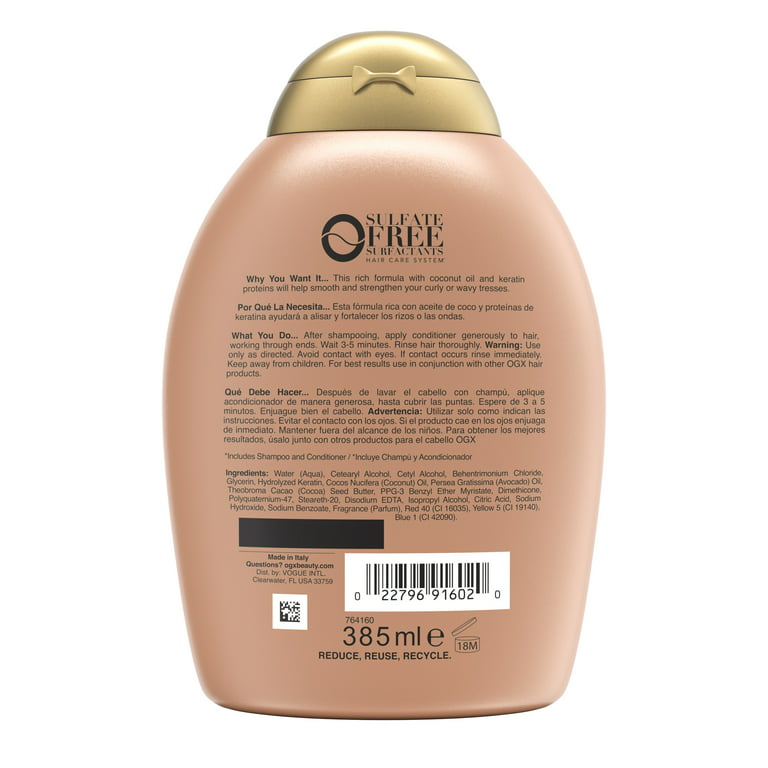 OGX Ever + Brazilian Keratin Therapy Hair-Smoothing Daily Conditioner, 13 fl oz - Walmart.com