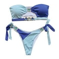 thumbnail image 5 of Gibobby Trajes de Natación para Mujer Mujeres natación playa traje de baño Bikini conjunto Bandeau vendaje moda Sexy diamante trajes de baño traje de bañ(Azul,G), 5 of 5