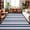 Blue, variant on Grey Striped Washable Round Area Rug 8 ft, Modern Stripes Farmhouse Rustic Country Soft Non Slip Rugs Stain Repellent Indoor Felt Carpet for Living Dining Room Bedroom Home Office