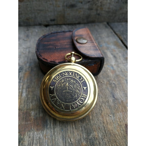 Brass Beautiful Nautical Royel Navy London- 1915 Authentic Compass Gif