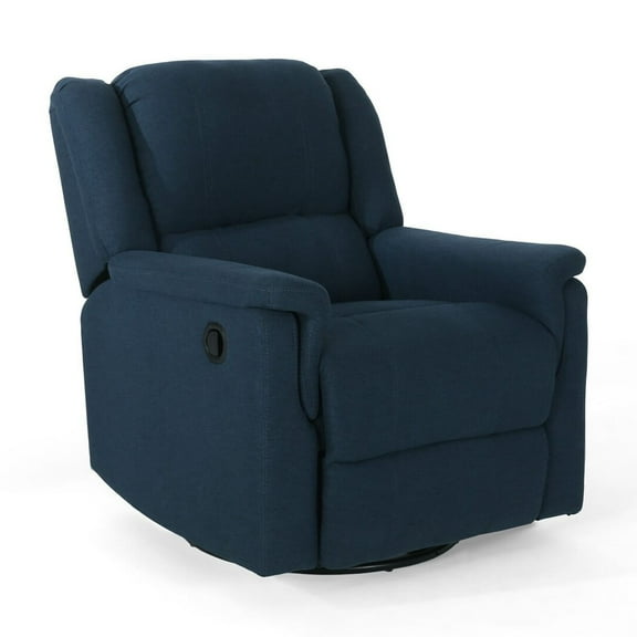 Doi Manual Glider Swivel Recliner Chair, Navy Blue Fabric