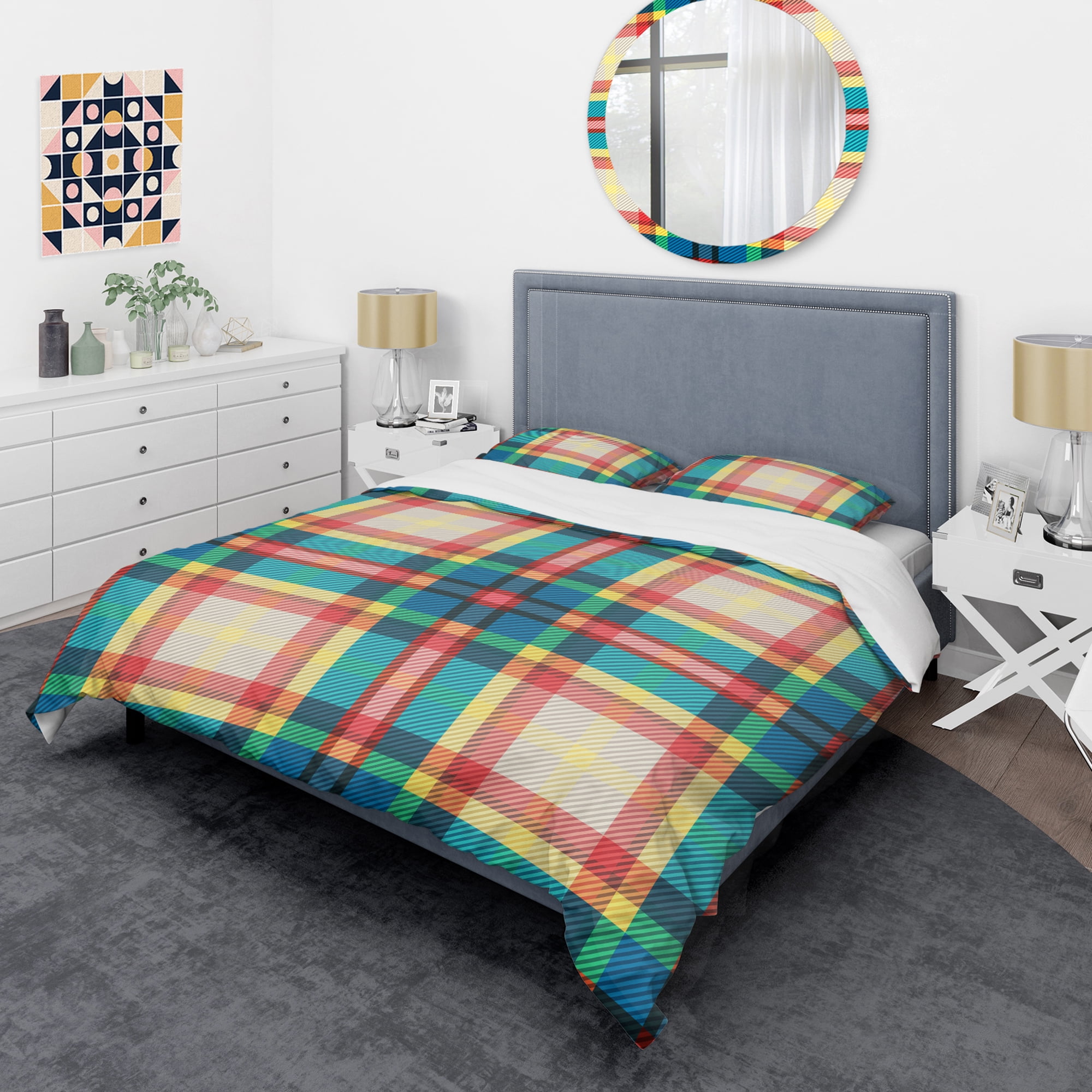 Designart 'Tartan Geometrical Texture III' Mid-Century Modern Duvet Cover Set
