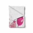 thumbnail image 2 of 1st Birthday Soft Flannel Fleece Throw Blanket, First Birthday Surprise Cake Candle Sketchy Cartoon Owl Image, Cozy Plush for Indoor and Outdoor Use, 70" x 90", Brown Hot Pink and Pink, by Ambesonne, 2 of 6
