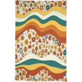 thumbnail image 5 of Retro Floral Tablecloth, Groovy Wavy Geometric Hippie Cute Flowers 70s 60s Yellow Orange Print Table Cloth Cover for Holiday Home Picnic Party Wedding Buffet 60x84inch, 5 of 6