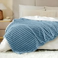 thumbnail image 5 of Sherpa Fleece King Size Blanket - Super Soft & Warm Striped Fleece, Cozy Plush Fluffy Large Bed Blanket All Season Use (Light Blue, 104x90 Inches), 5 of 14