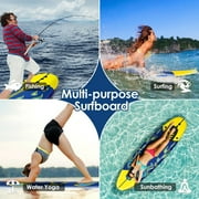 Yardi Yard 6 Feet Surfboard with 3 Detachable Fins-Yellow, Surfboard , Stand Up Surfing Board for Beginner, Kids & Adults