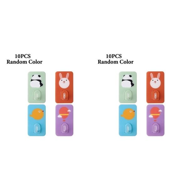 Wosthever 10 Uds ganchos adhesivos de dibujos animados gancho de pared sin rastro de cocina montado en la pared para el baño de la sala de estar color de mezcla 2piezas