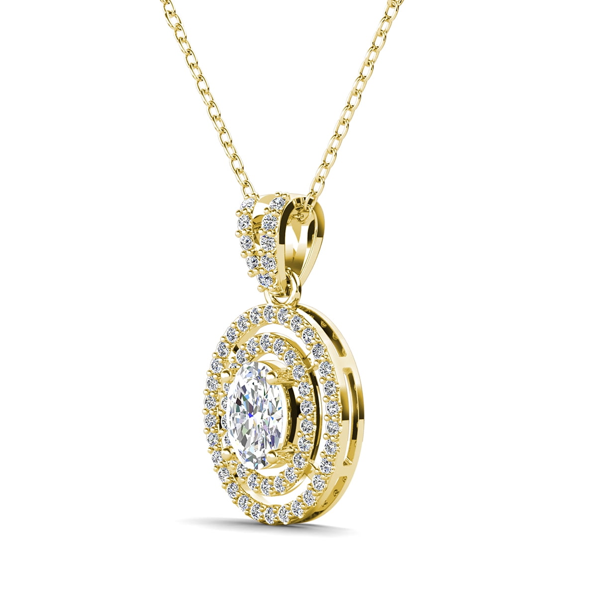Cate & Chloe Zelda 18k Yellow Gold Plated Pendant Necklace with Simulated Diamond Crystal for Women