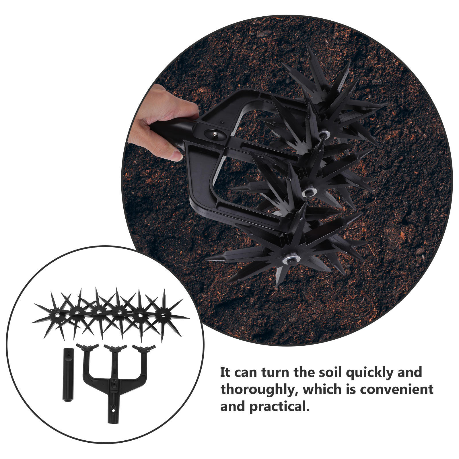 Soimiss 1Set Lightweight Manual Plastic Soil Cultivator for Garden Soil Turning and Mixing