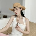 thumbnail image 6 of Women's Wide Brim Straw Panama Hat with Belt Buckle, 6 of 8