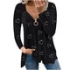 thumbnail image 1 of Blusa informal de manga larga con cuello en V y cremallera suelta con estampado de amor para mujer Pompotops gfhjh5074, 1 of 5