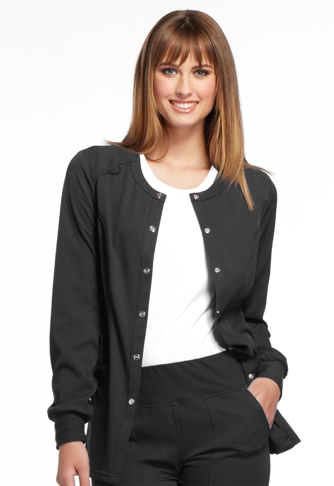 Download Elle - Elle Scrubs Warm Up Jacket for Women Snap Front EL300, L, Black - Walmart.com - Walmart.com